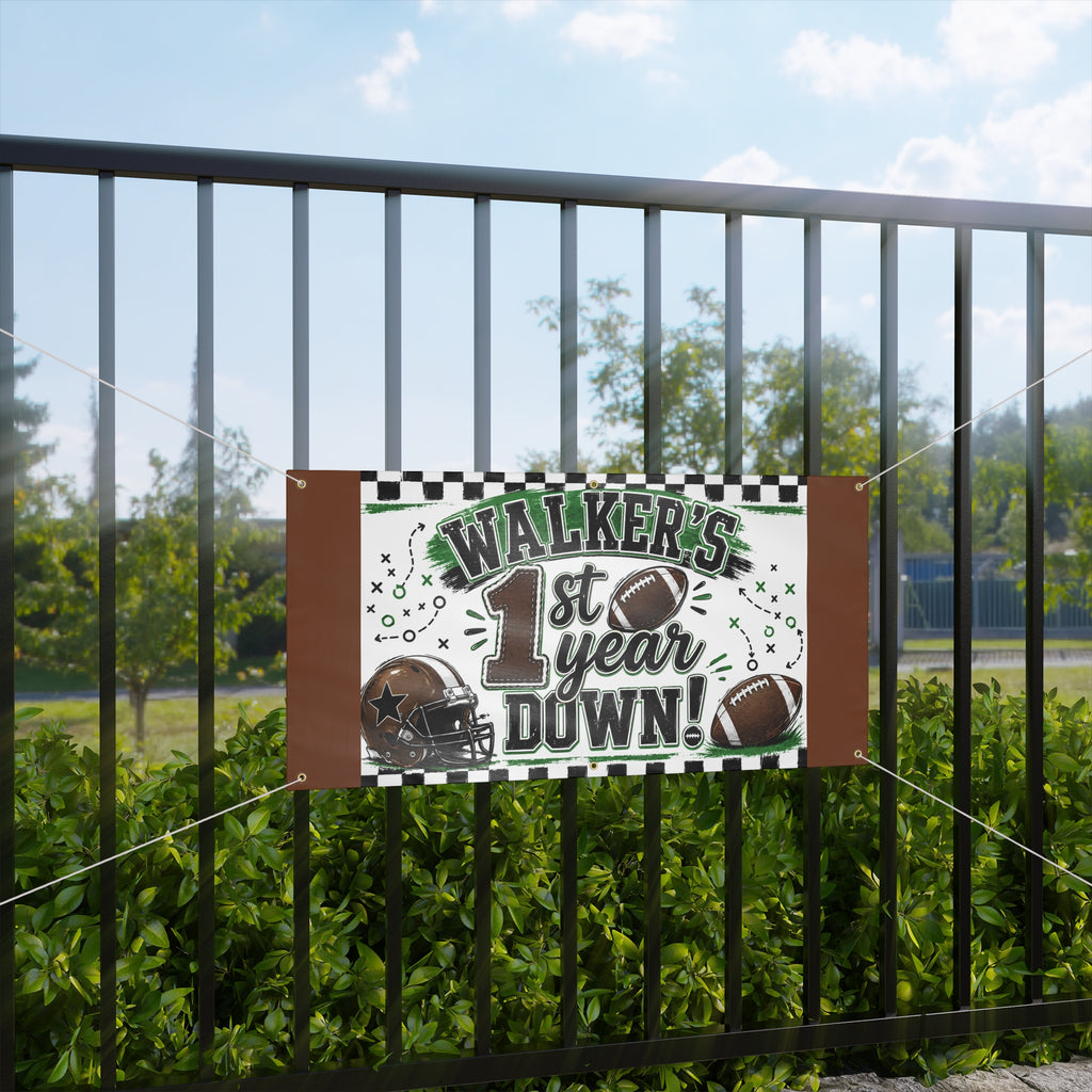 Personalized Football 1st Year Down Banner — Walker's Custom Sports Birthday Sign