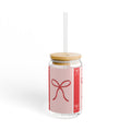 Pink Bow Glass with Straw