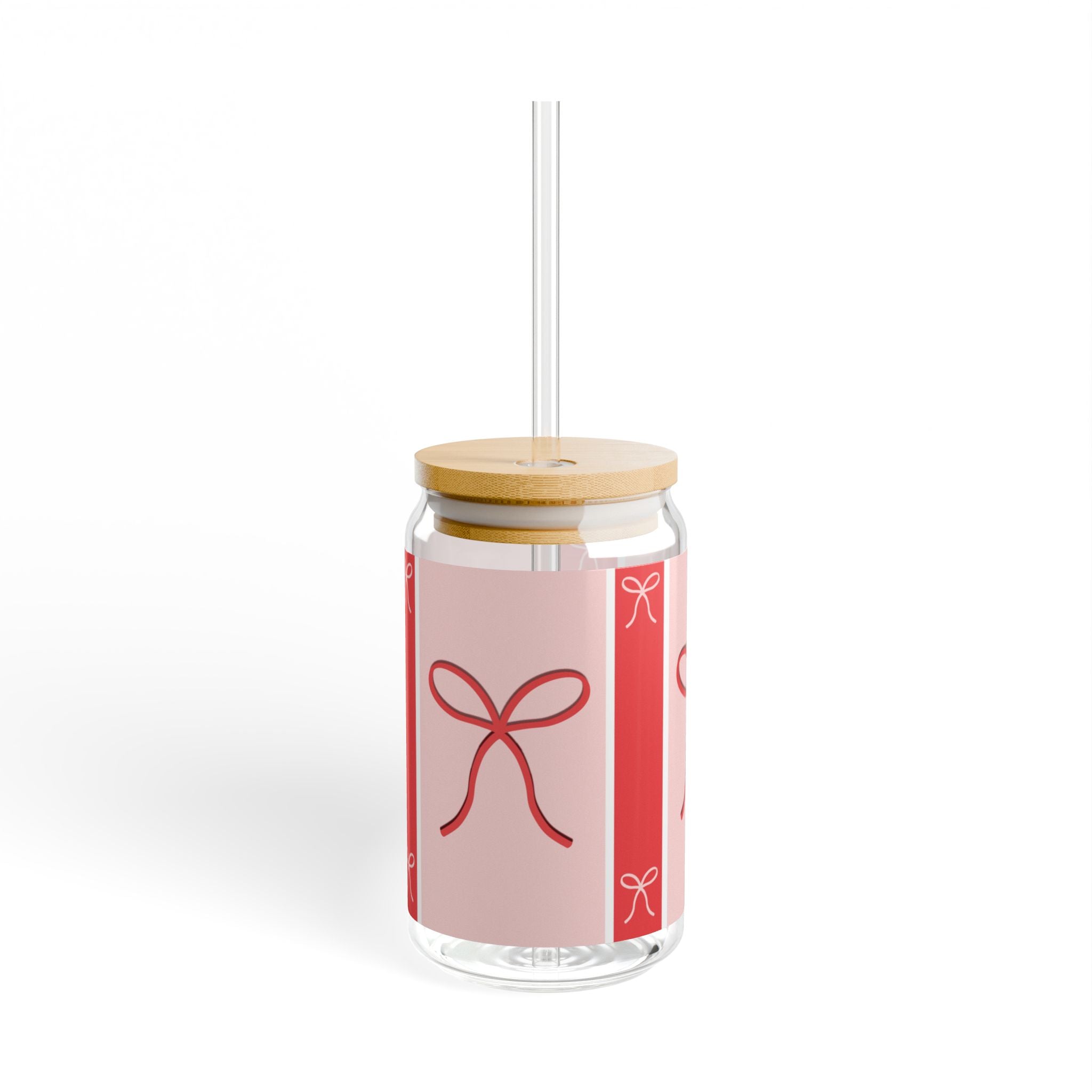 Pink Bow Glass with Straw