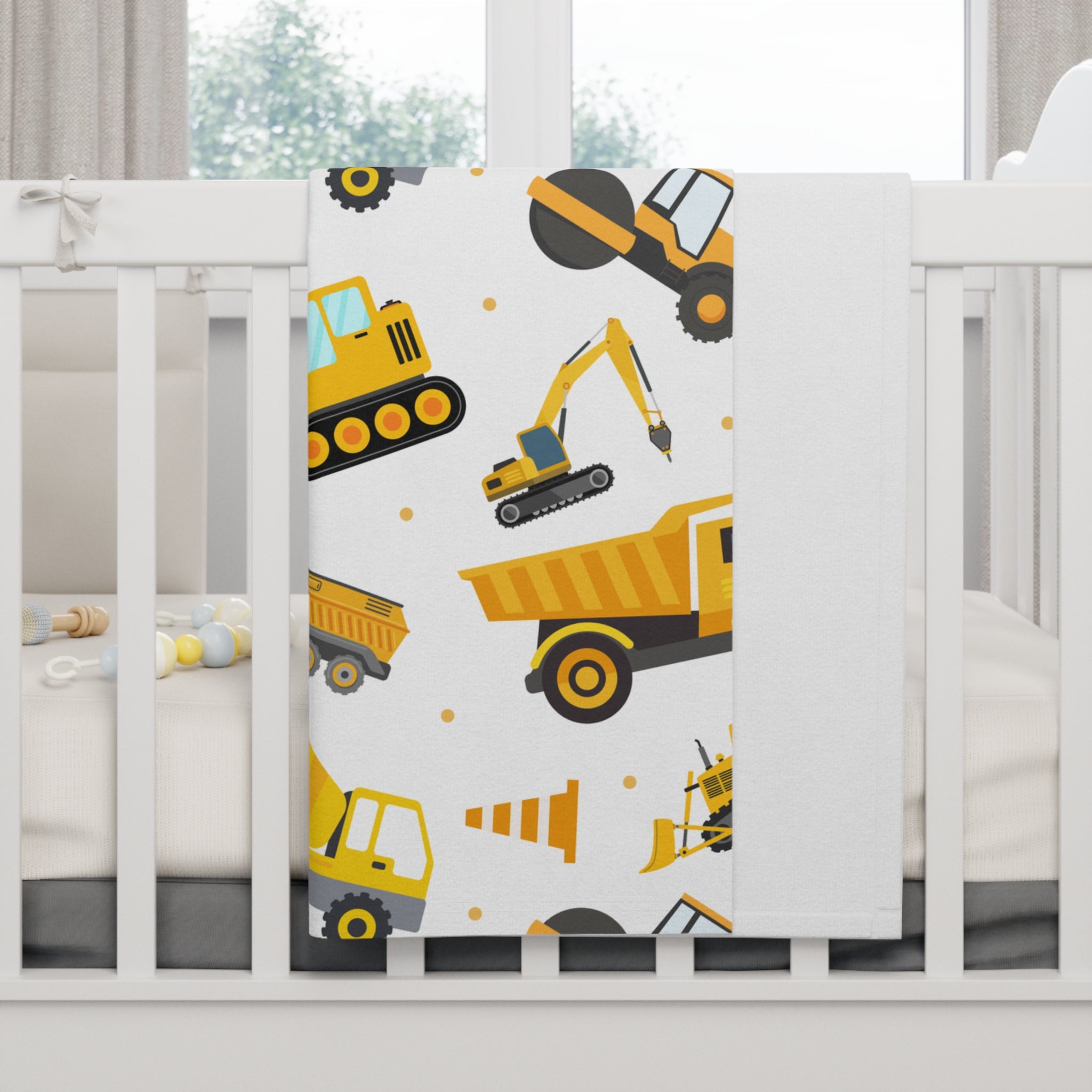Construction Trucks Fleece Baby Blanket