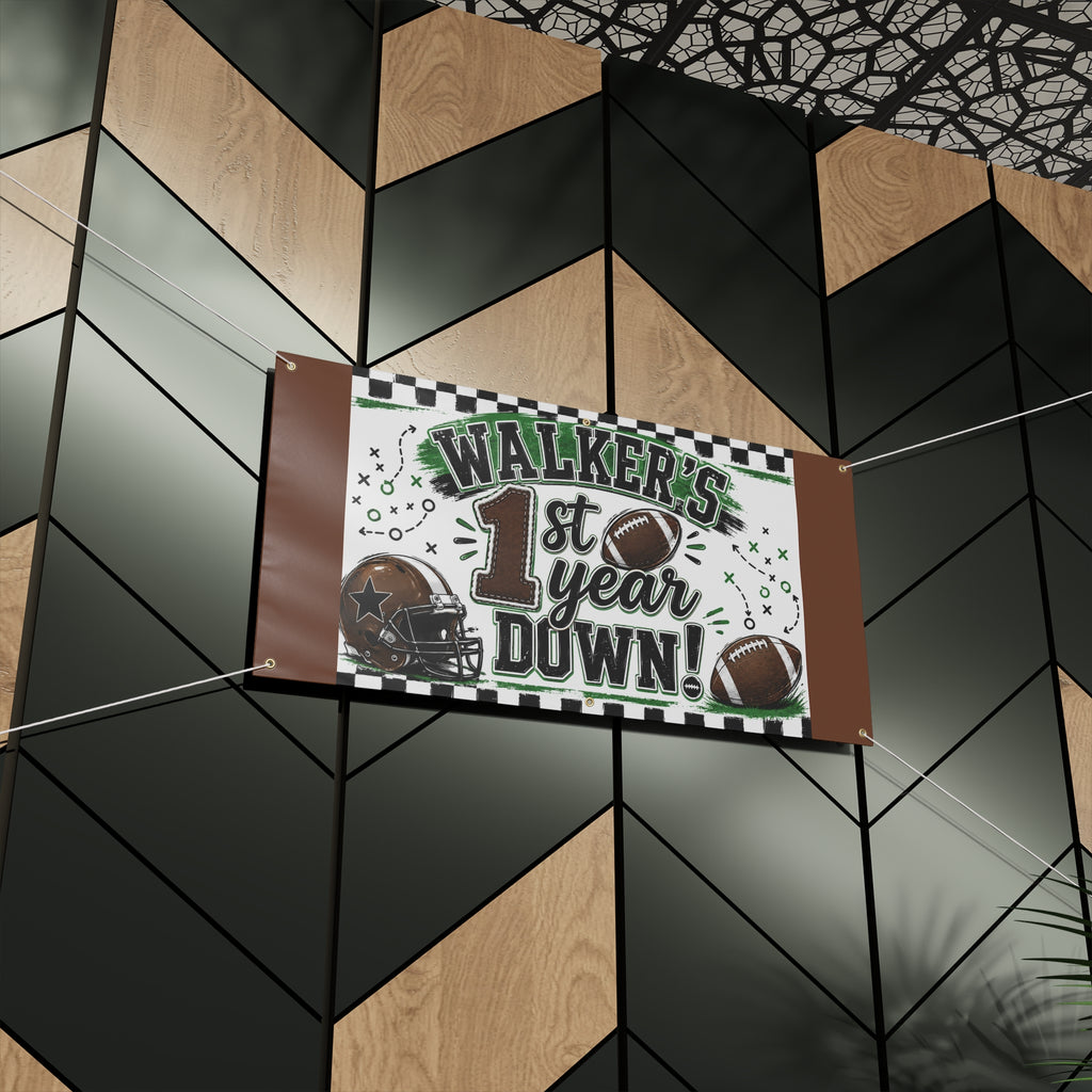 Personalized Football 1st Year Down Banner — Walker's Custom Sports Birthday Sign