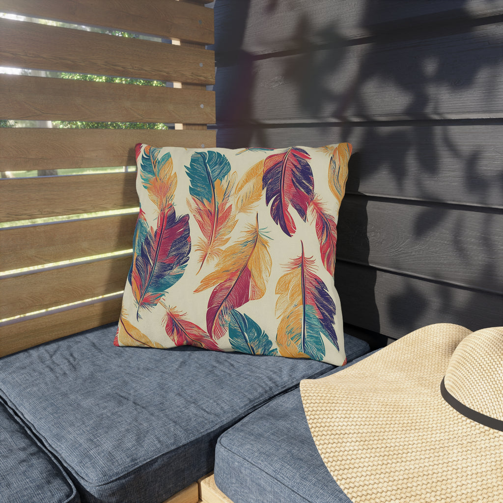 Feather Pattern Outdoor Pillow