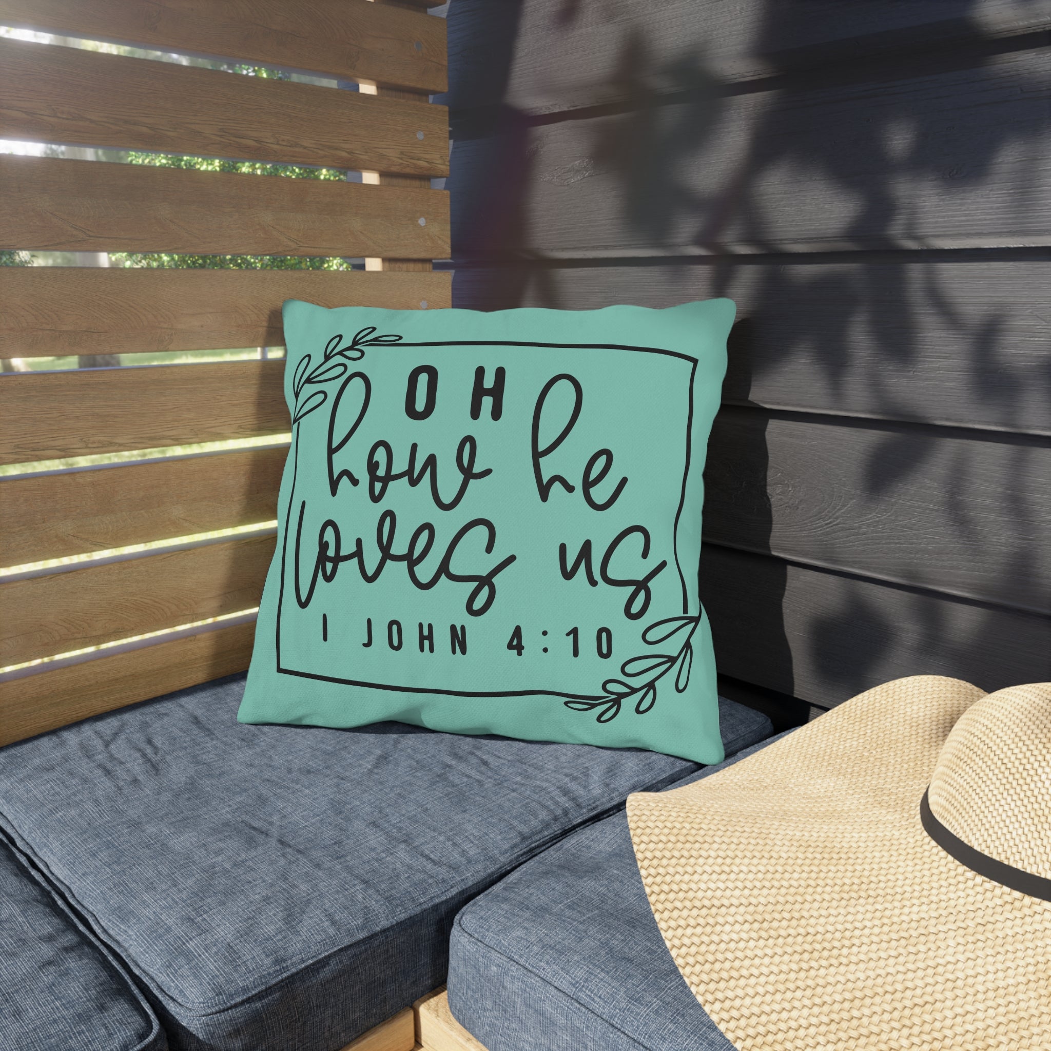 Oh How He Loves Us Outdoor Pillow