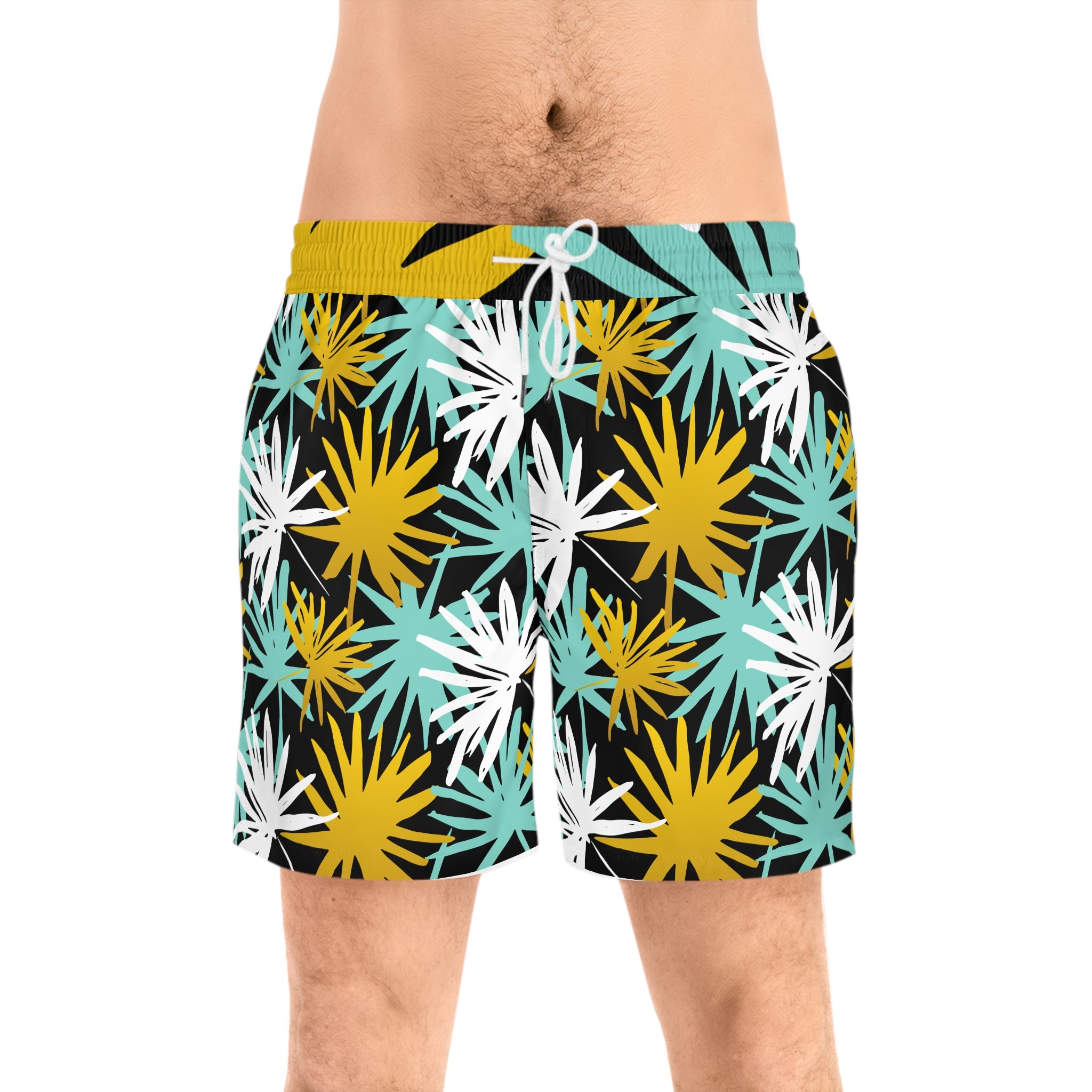 Teal & Gold Men Swim Trunks