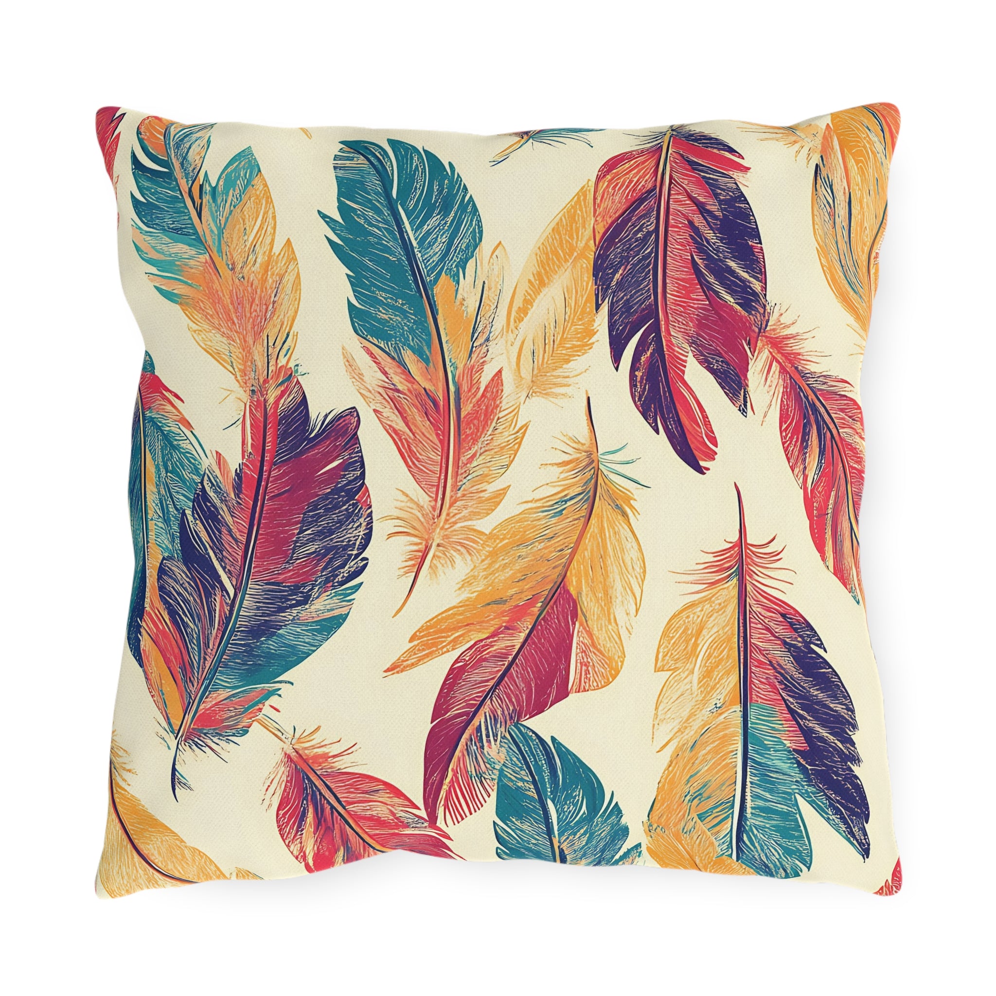 Feather Pattern Outdoor Pillow