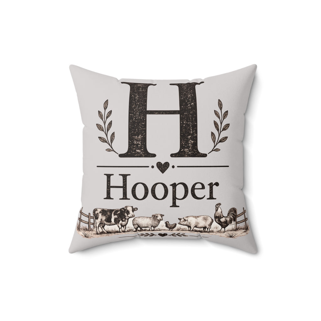 'H' Hooper Monogram Decorative Throw Pillow