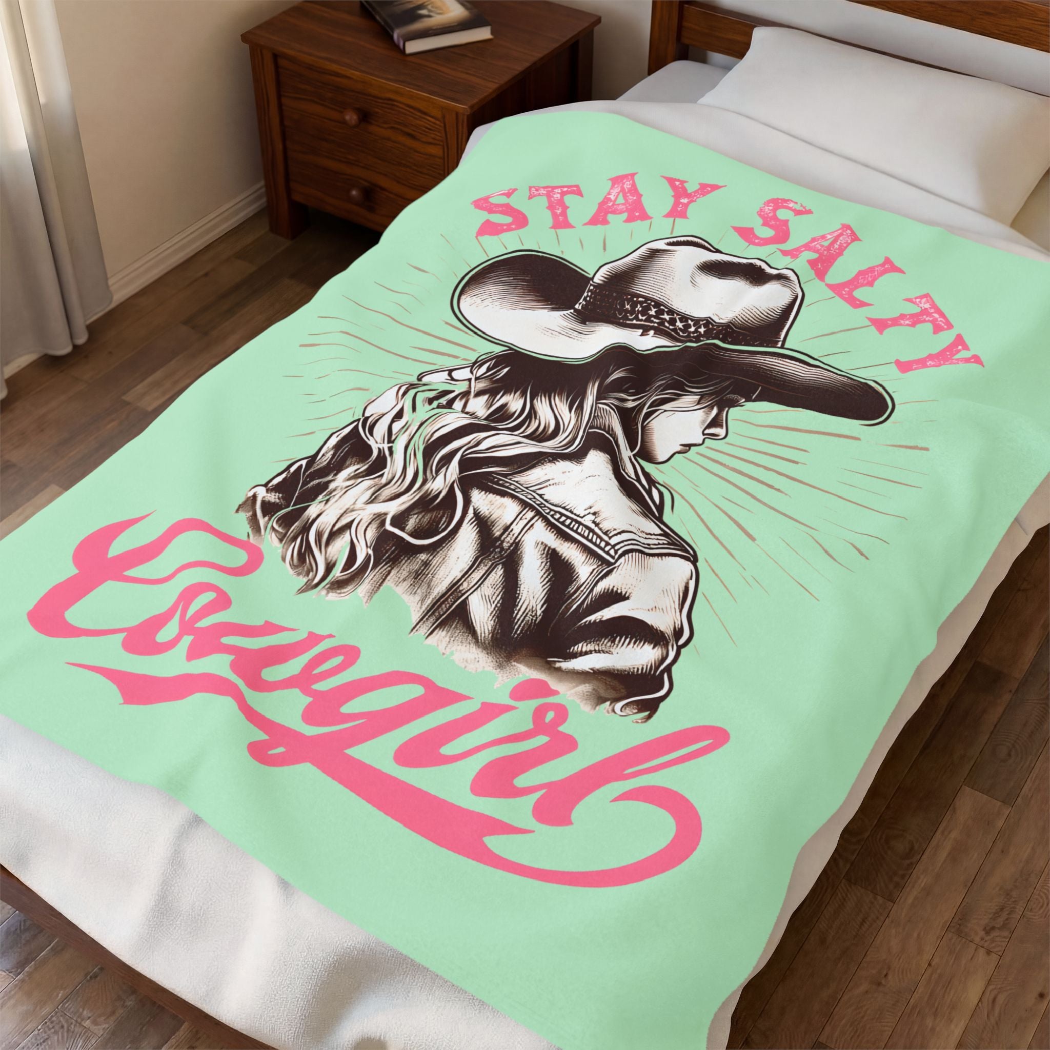 Stay Salty Cowgirl Plush Blanket