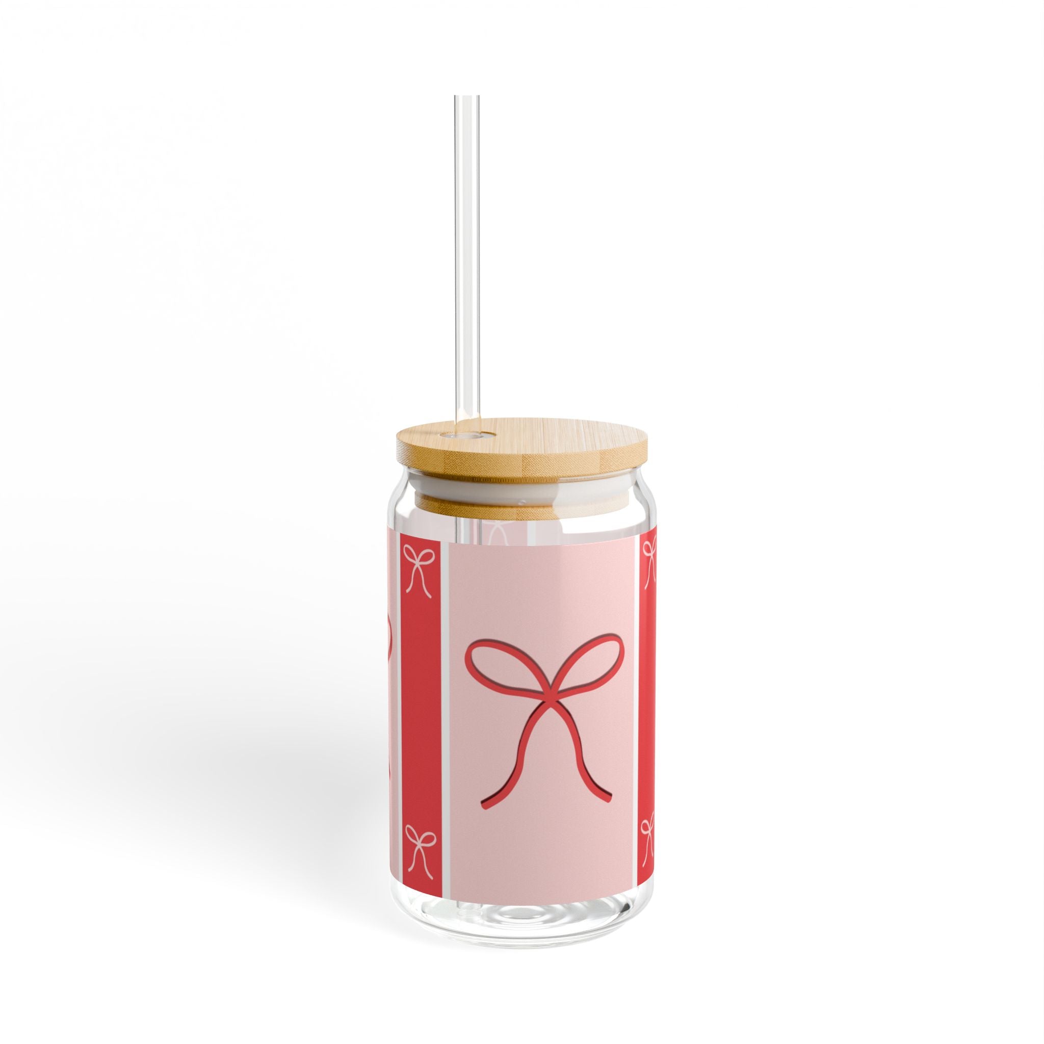 Pink Bow Glass with Straw